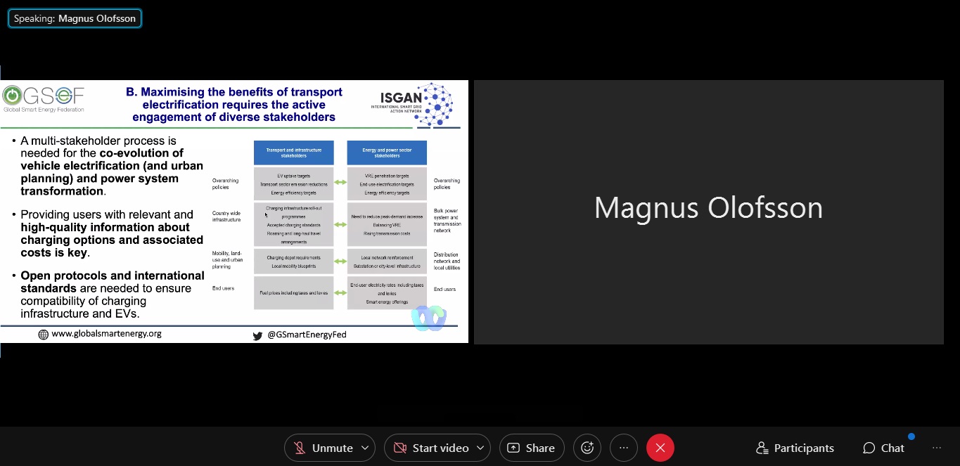 GSEF -ISGAN Webinar on “System Challenges and Opportunities in Electric Vehicle Integration with The Grid”